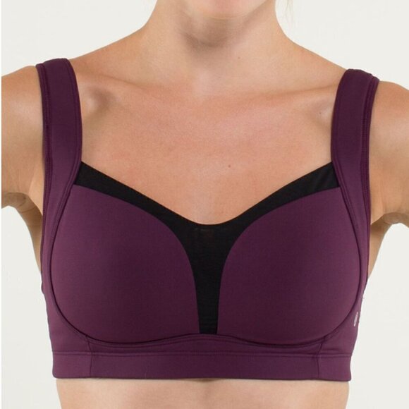 Lululemon Run Sports Bra 32C Purple Plum Black - Picture 2 of 9